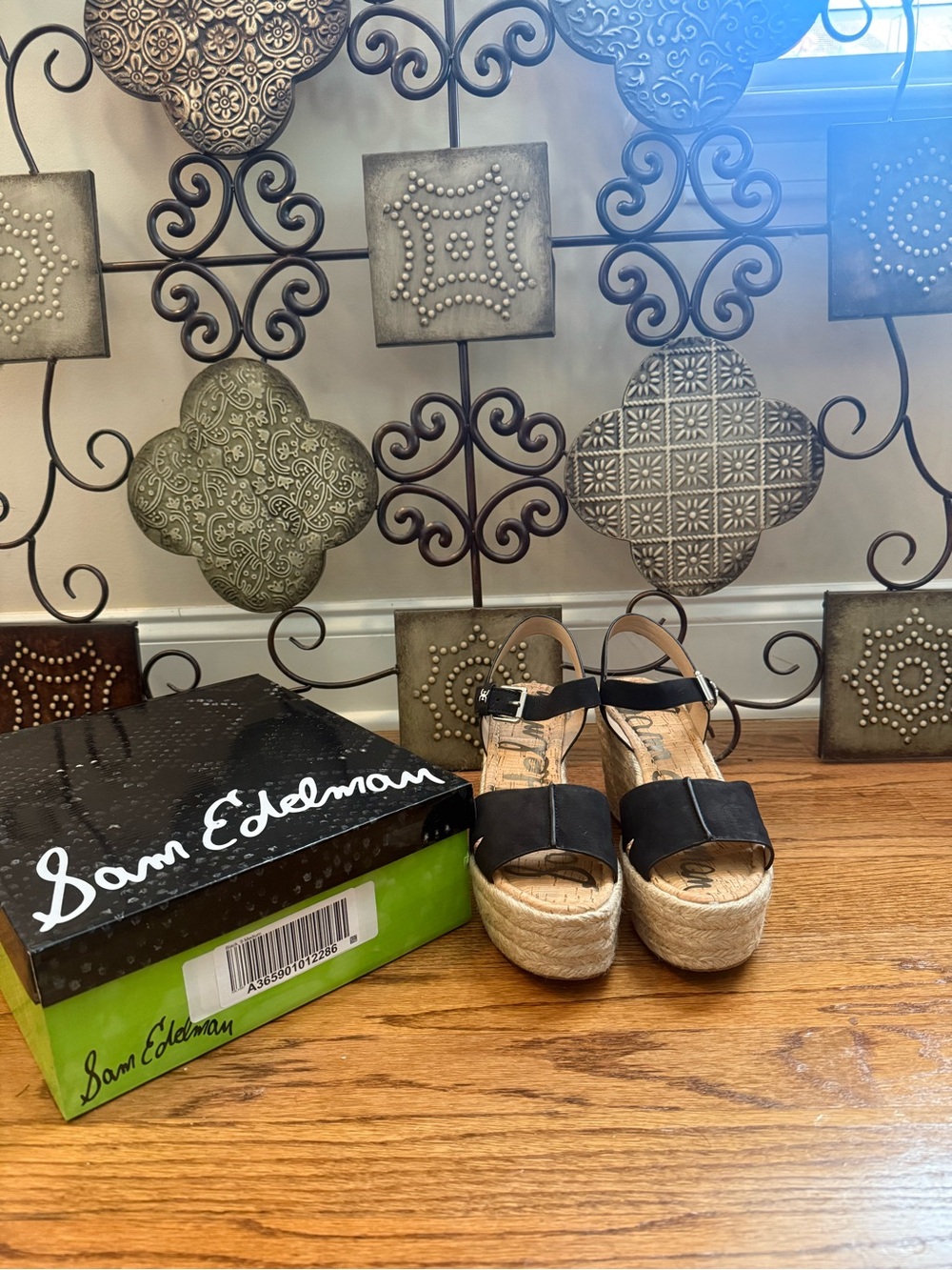 Sam Edelman Maura Black Espadrille Platform Wedge Sandals
